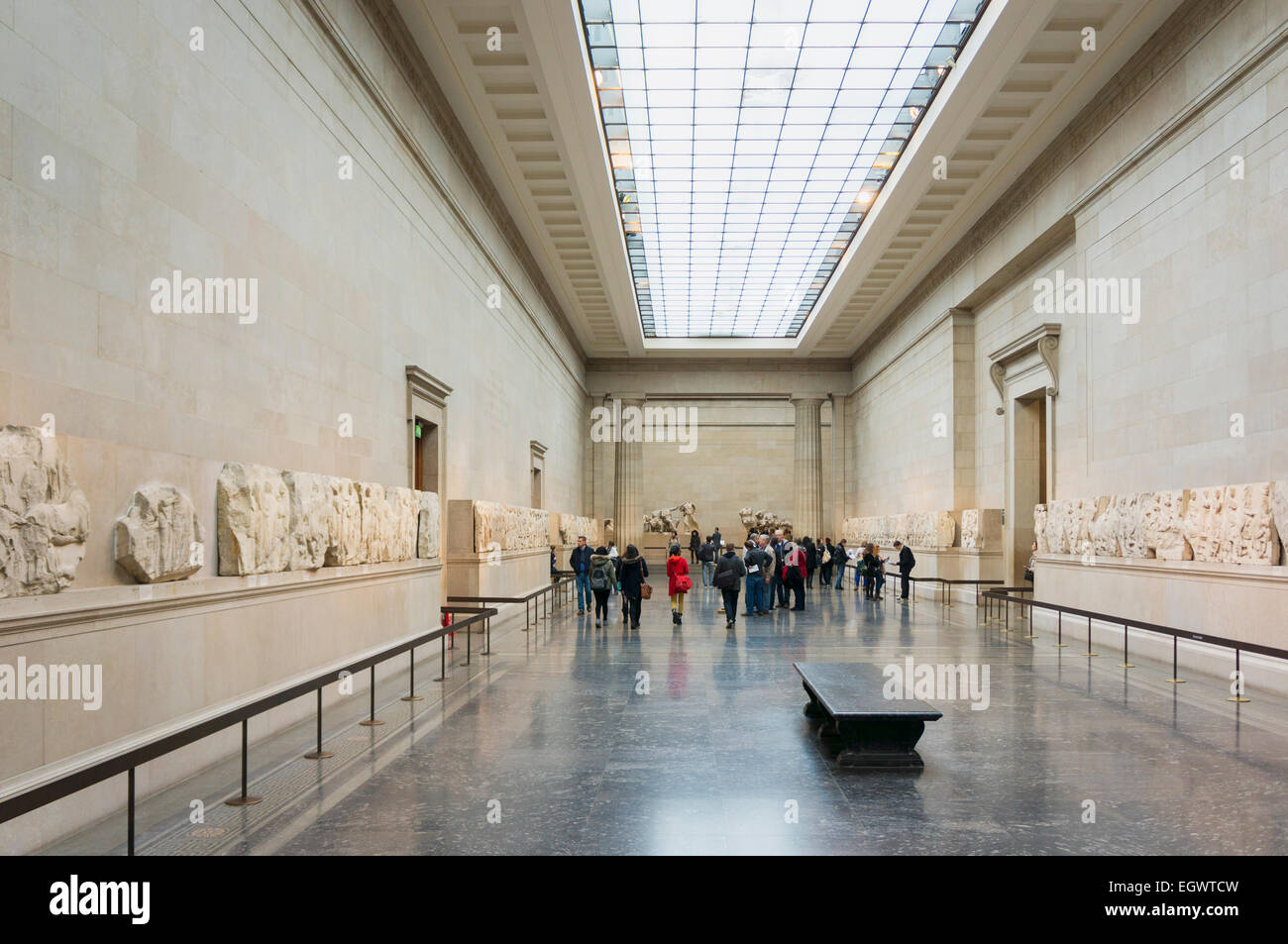 I marmi di Elgin Gallery nel British Museum a Londra, Inghilterra, Regno Unito Foto Stock