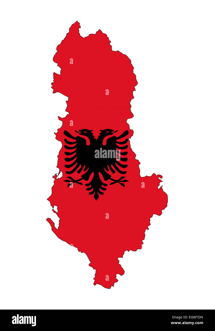 Paese Albania bandiera mappa forma simbolo nazionale Foto Stock