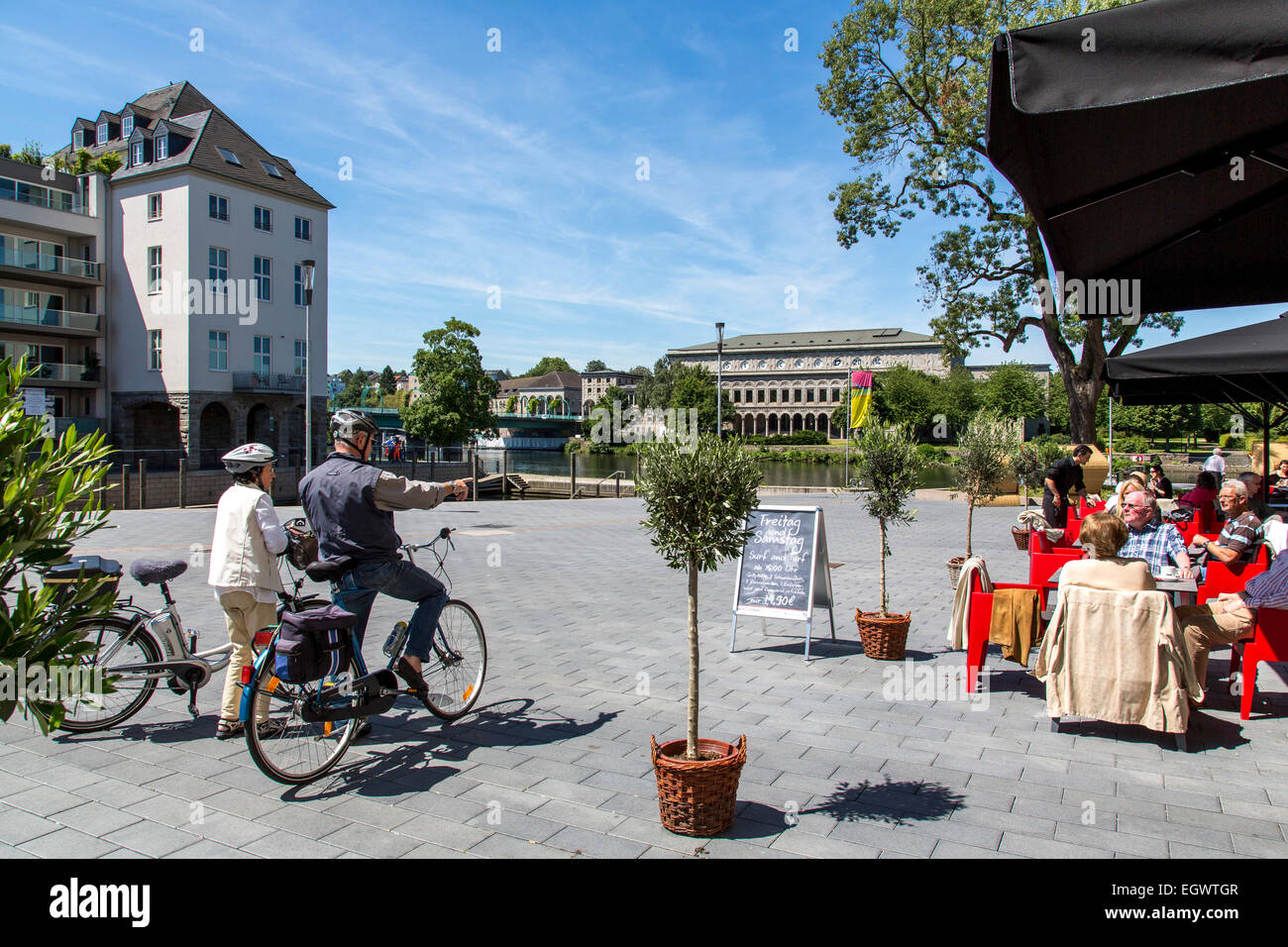 A Mülheim an der Ruhr, progetto di sviluppo urbano "Ruhrbania' nel centro di Porto, ospitalità, gli edifici residenziali e commerciali Foto Stock