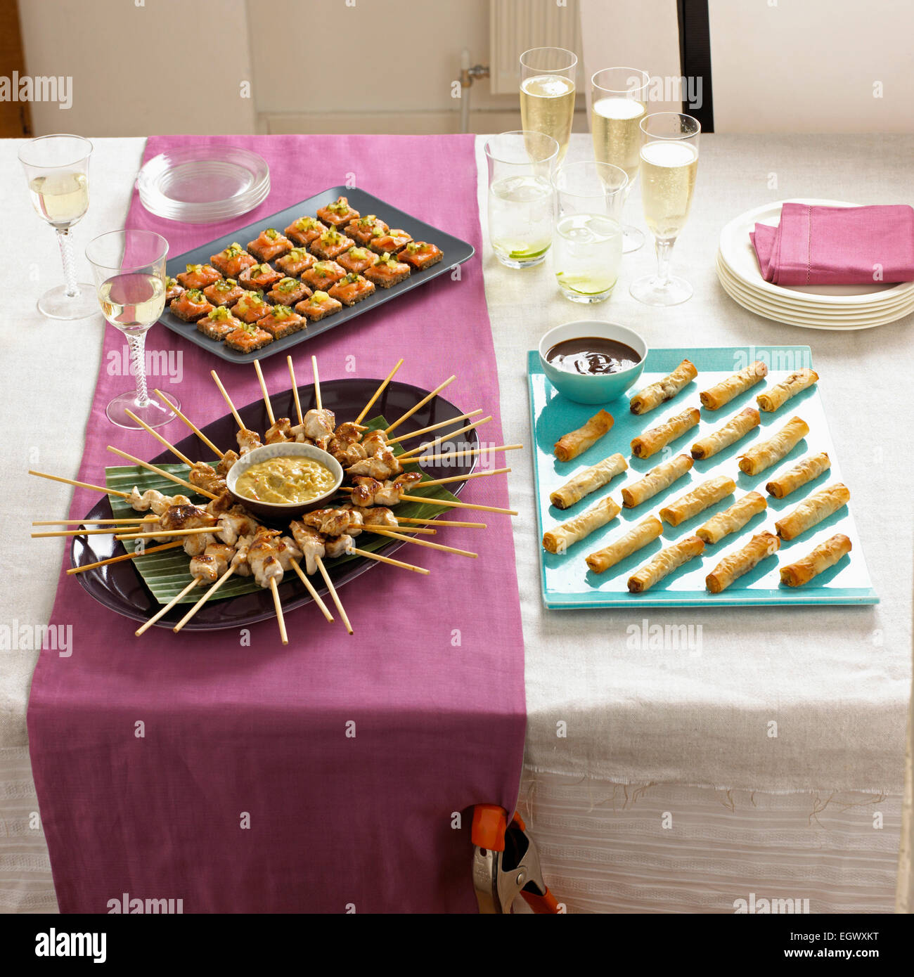 Finger food, tartine, antipasti Foto Stock