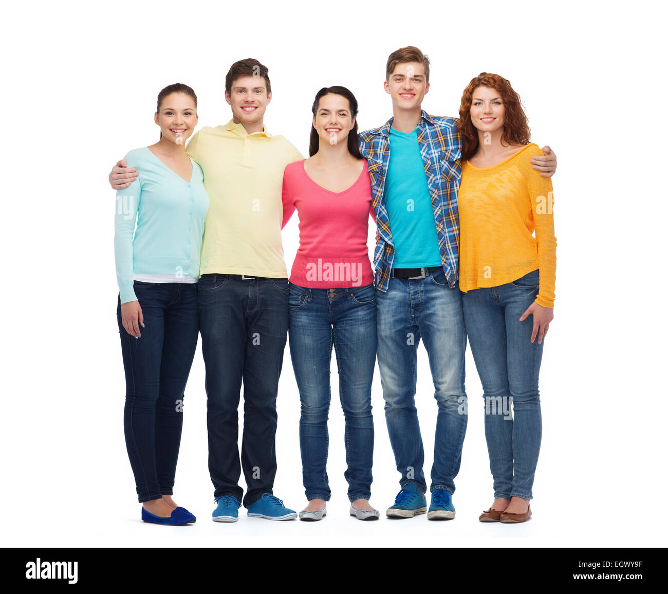 Un gruppo di ragazzi sorridenti Foto Stock