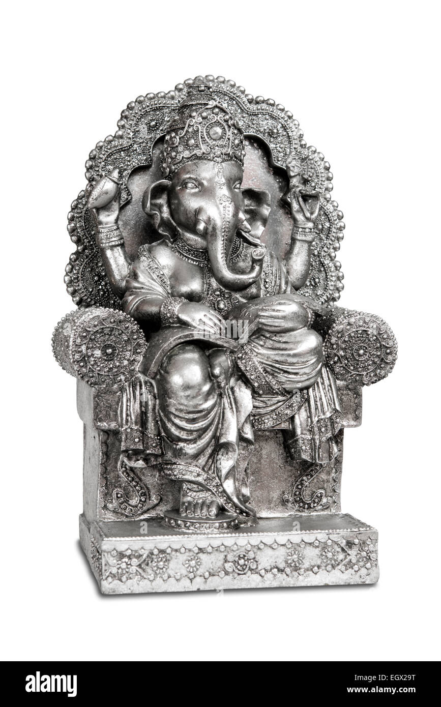 Figurina di dio indù di saggezza, di conoscenze e di nuovi inizi Ganesha isolato con percorso di clipping. Foto Stock