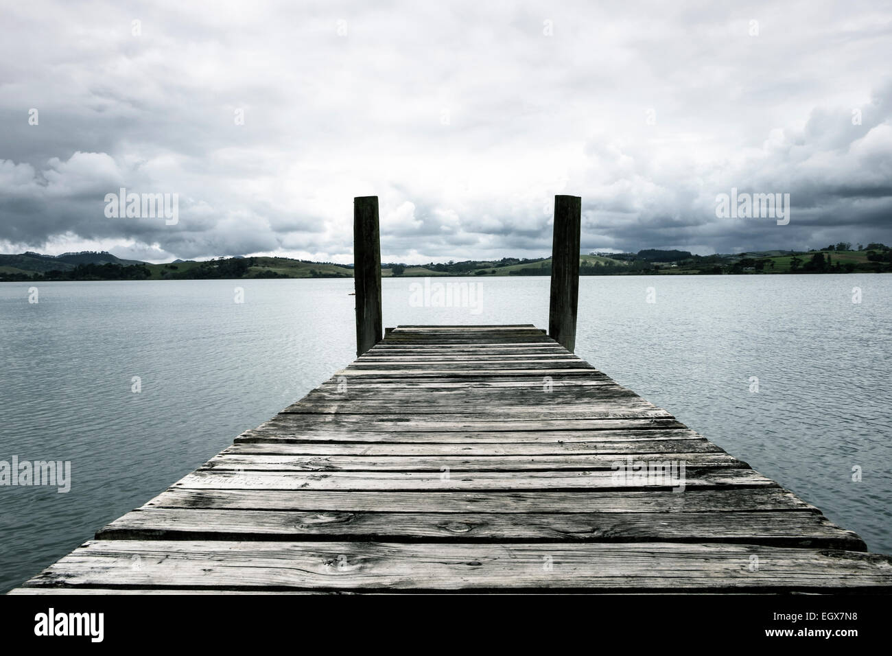 Pontile sul lungomare a Mangonui in Northlands, Nuova Zelanda. Vedere anche EGX7MX e EGX7P9 Foto Stock