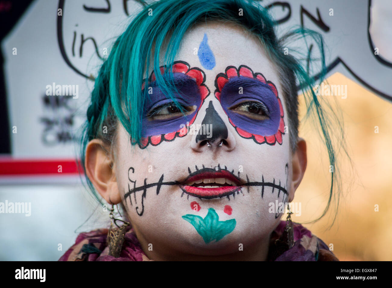 Londra, Regno Unito. 3 Marzo, 2015. Protesta contro il presidente messicano Peña Nieto U.K. visita Credito: Guy Corbishley/Alamy Live News Foto Stock