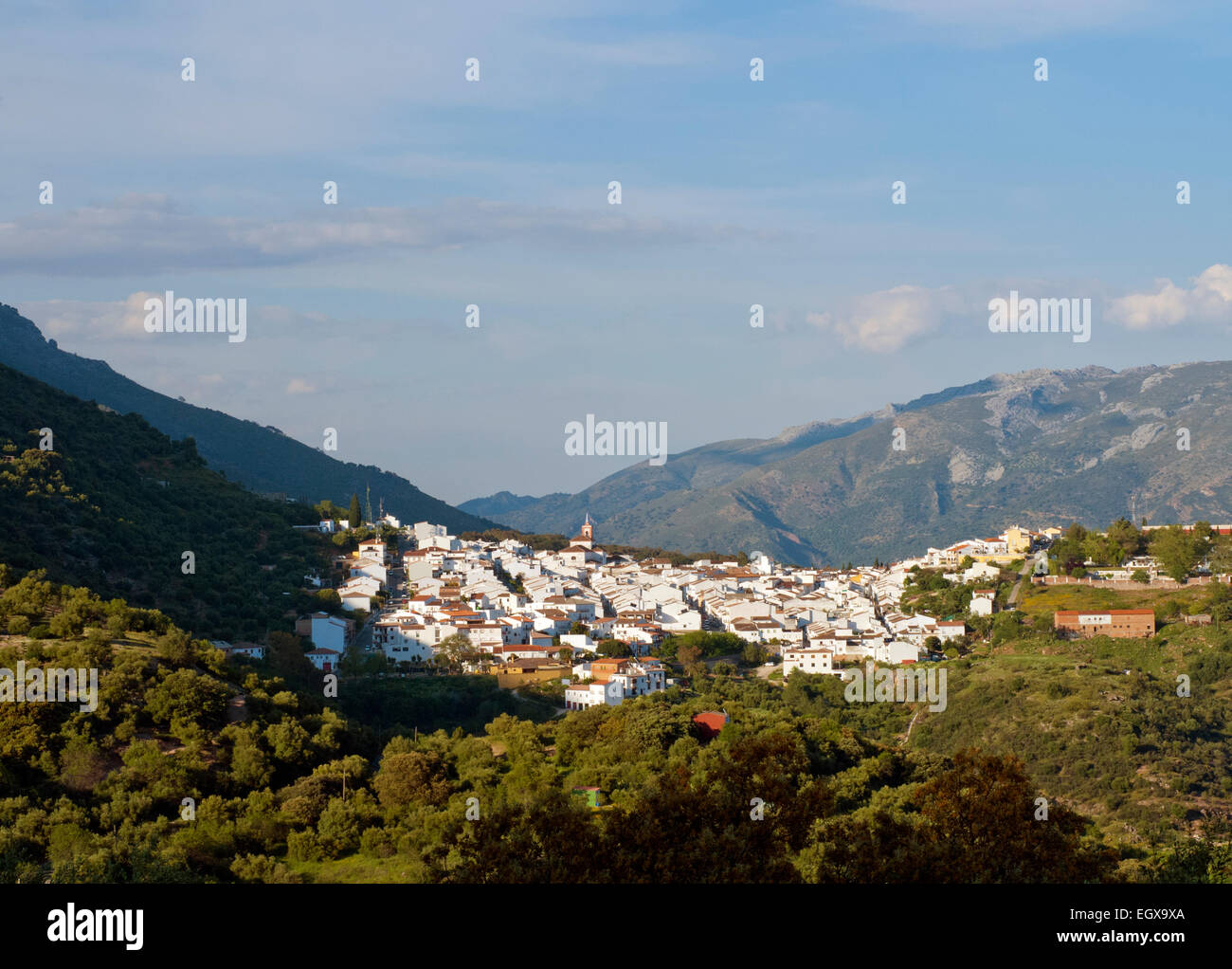 Cortes de la Frontera nella provincia di Malaga, Andalusia, Spagna meridionale. Villaggio bianco, pueblo blanco Foto Stock