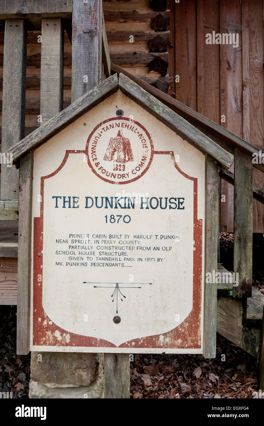 Il Dunkin casa in Tannehill Ironworks storico stato parco,McCalla,Alabama USA Foto Stock