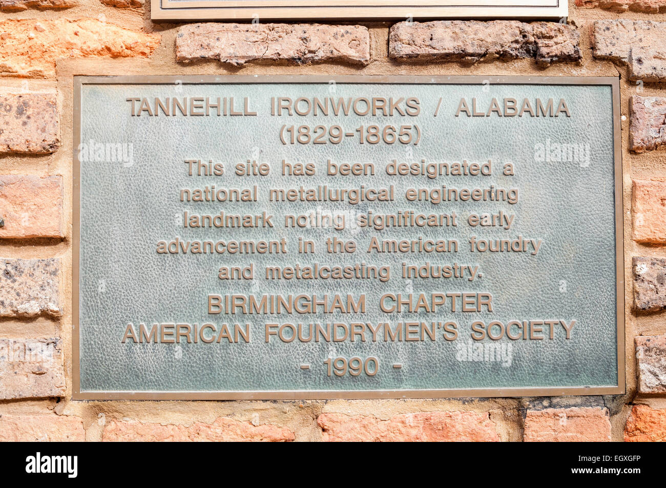 Una placca posted in Tannehill storico stato parco dal Birmingham , Alabama capitolo della American Foundrymen's Society. Foto Stock