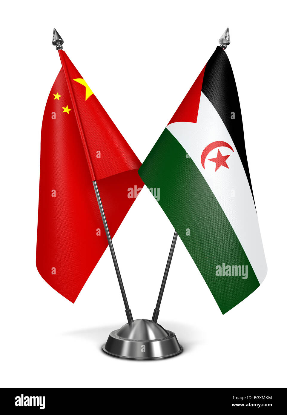 Cina e Araba Saharawi Repubblica Democratica - Bandiere in miniatura. Foto Stock