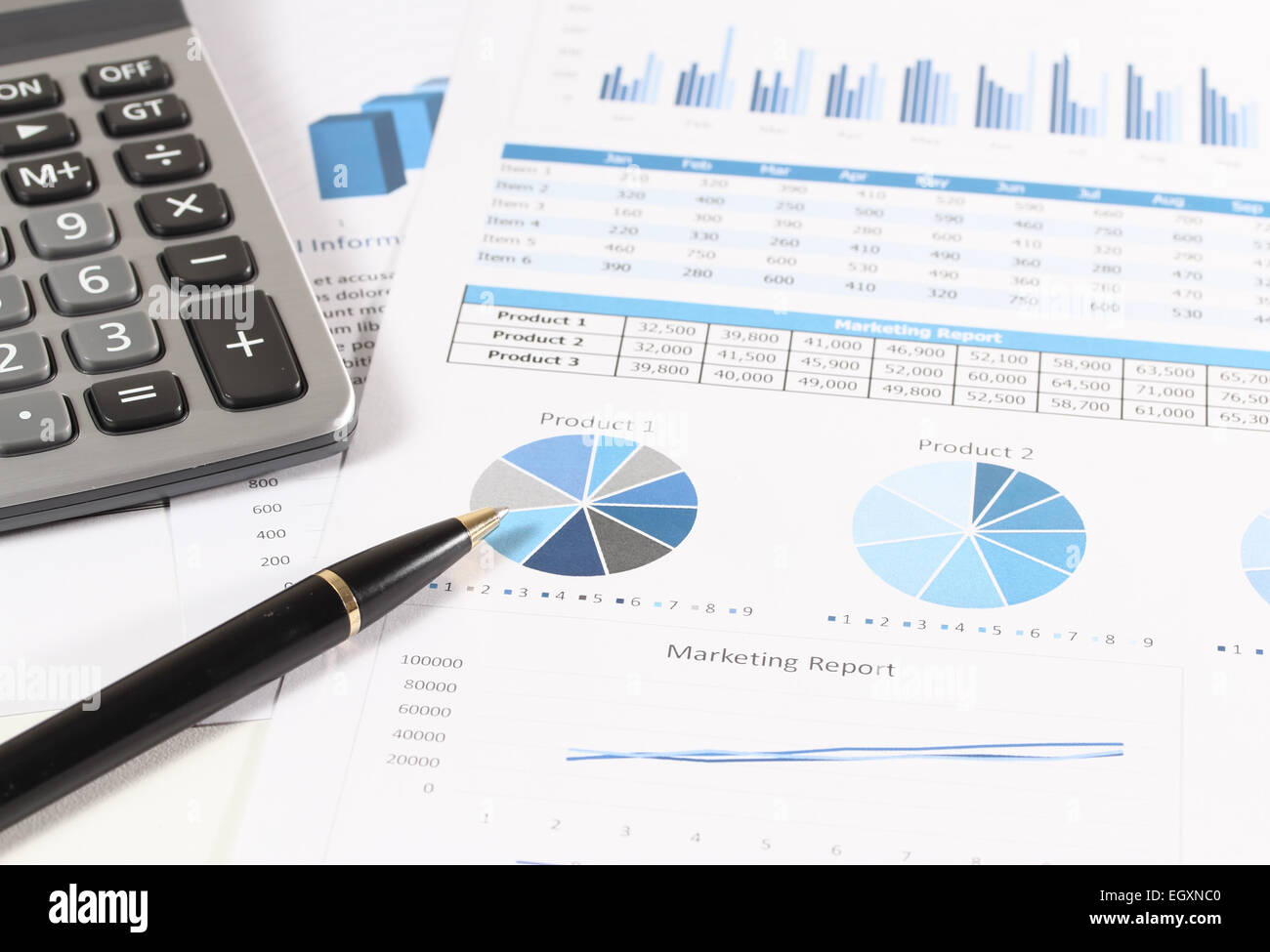 Immagine della relazione finanziaria e della grafica per il business Foto Stock