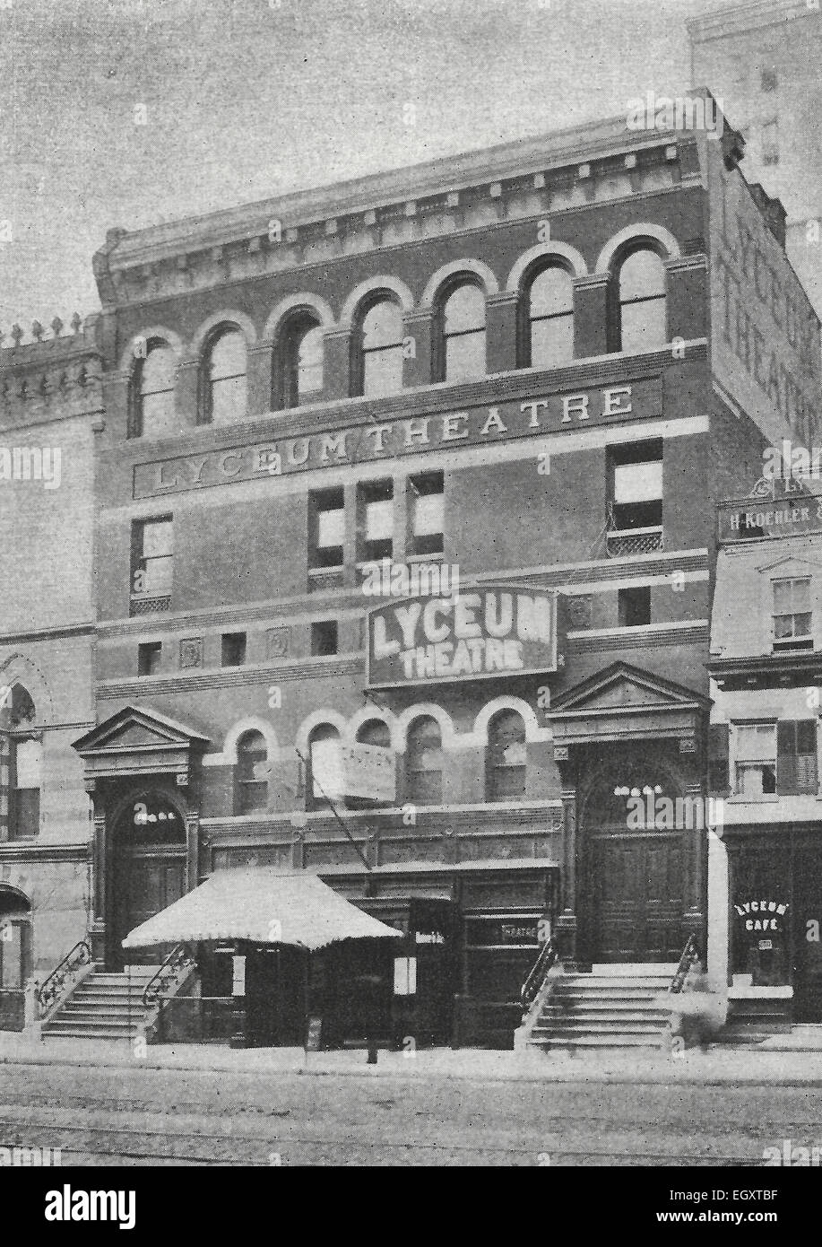 Il vecchio Lyceum Theatre, la Quarta Avenue, New York City, circa 1916 Foto Stock