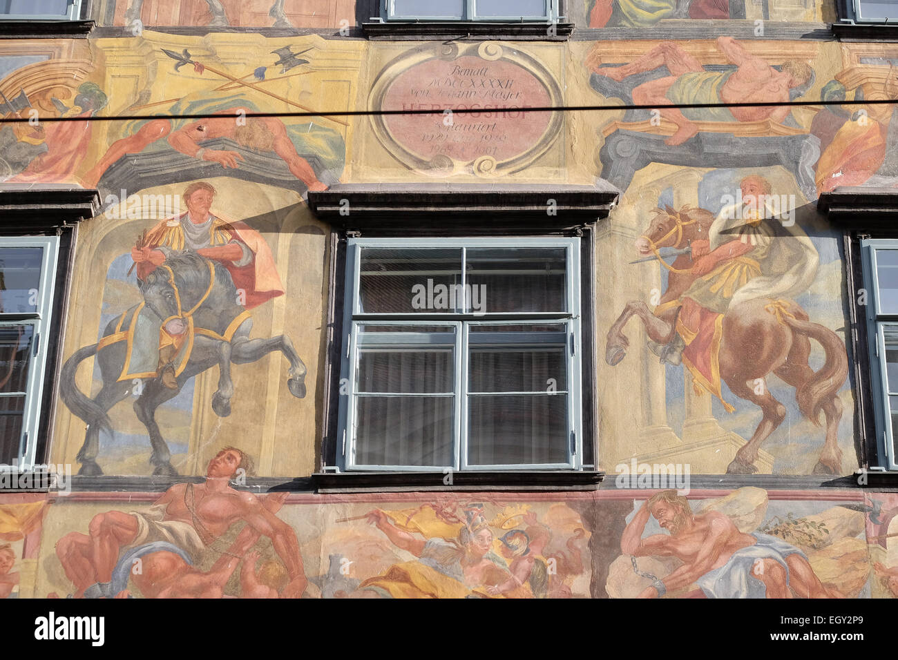 Facciata barocca pittura presso il Grazer Herrengasse a Graz in Austria il 10 gennaio 2015. Foto Stock