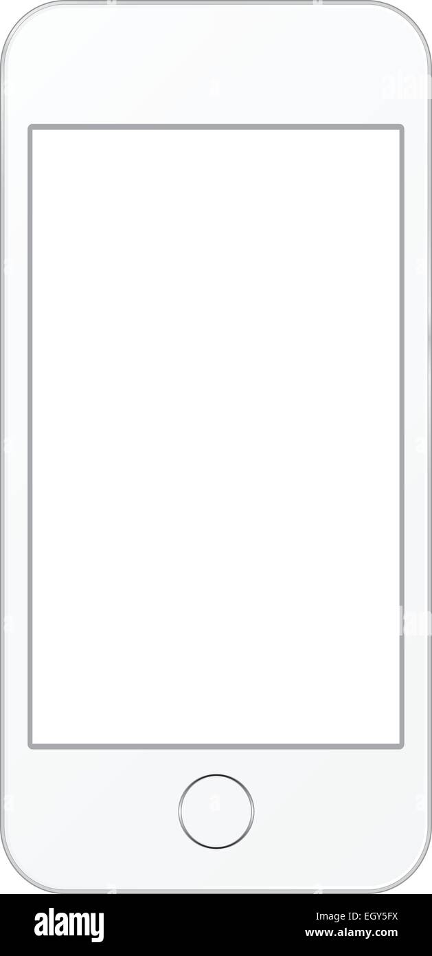 White Telefono cellulare in stile iPhone isolato su bianco Illustrazione Vettoriale