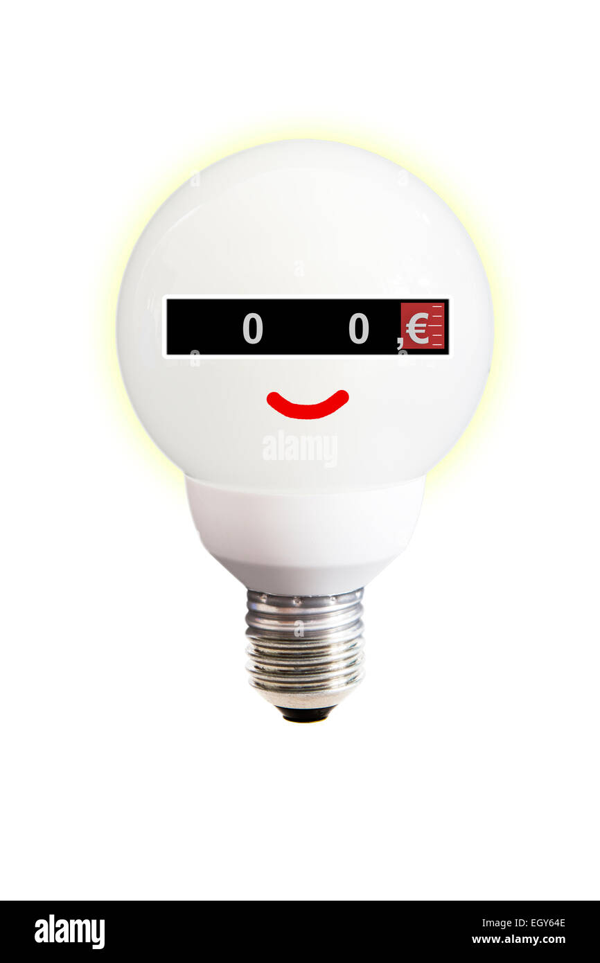 Risparmio energetico lampada con misuratore di potenza Foto Stock