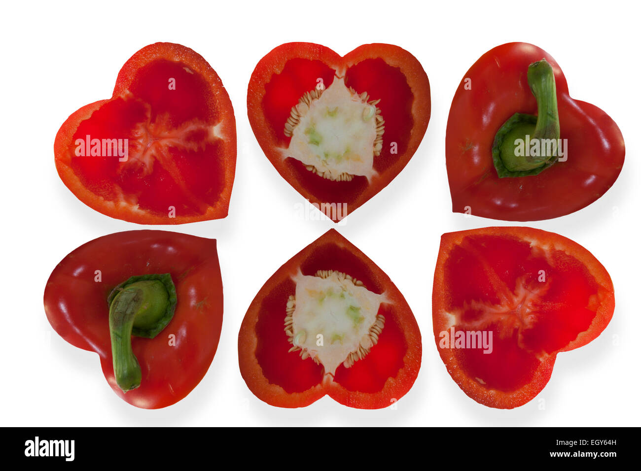 A forma di cuore di peperoni rossi Foto Stock