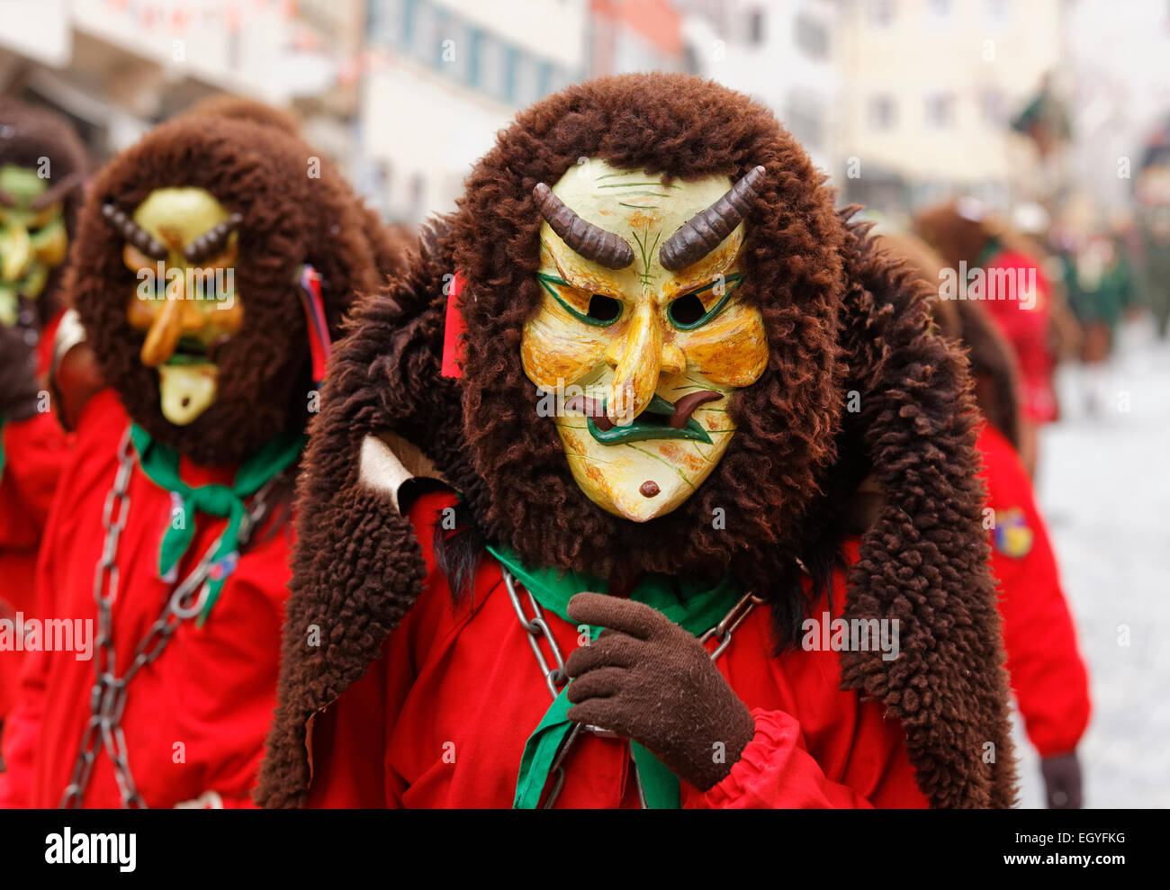 Narrenverein Hasle-Maale Stetten società di carnevale, Swabian-Alemannic Fastnacht, Narrensprung, Ravensburg, Alta Svevia Foto Stock