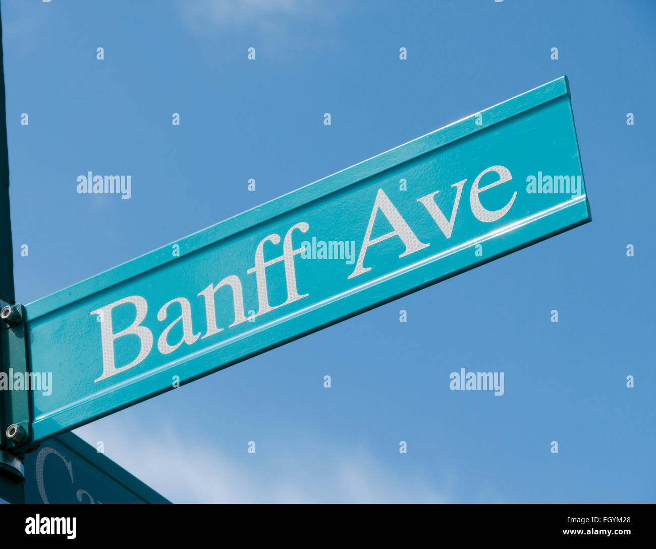 Banff Avenue sign in Banff Alberta Canada Foto Stock