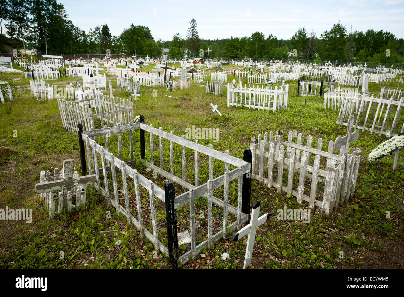 Il cimitero di Fort Chipewyan. Foto Stock