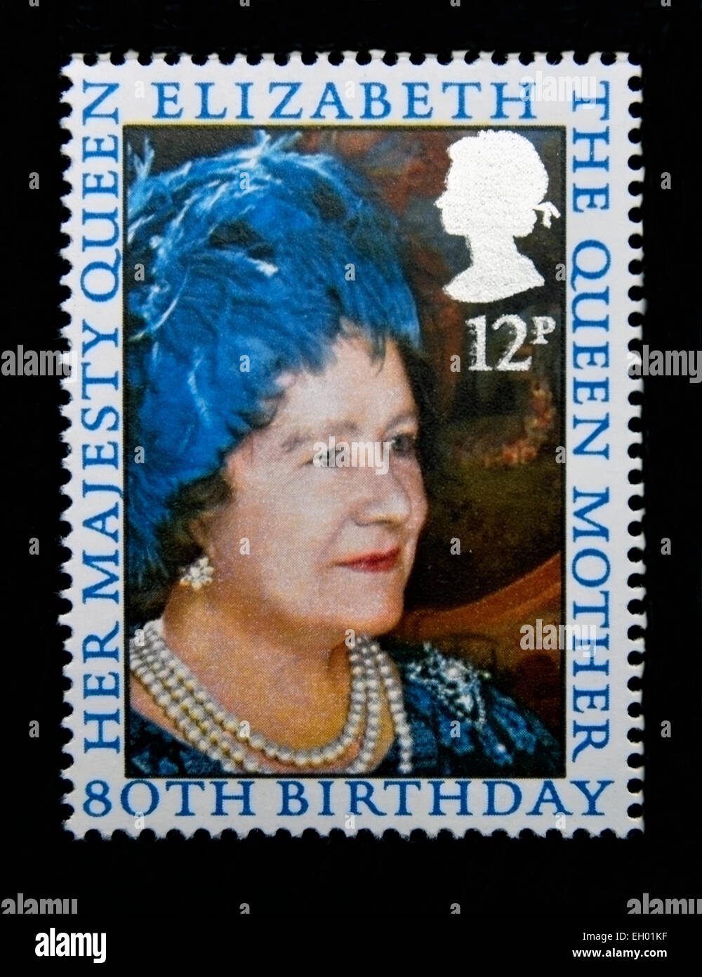Francobollo. La Gran Bretagna. La regina Elisabetta II. 1980. 80th. Compleanno della Regina Elisabetta Regina Madre. 12p. Foto Stock