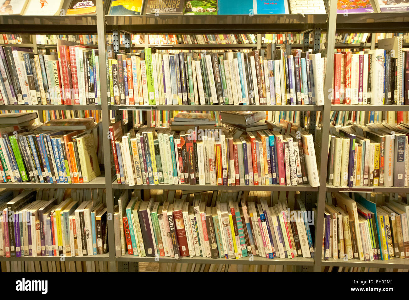 Biblioteca libri sugli scaffali REGNO UNITO Foto Stock