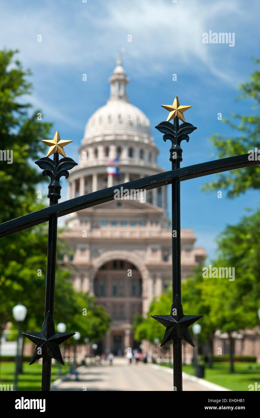 Ringhiera in ferro cancello State Capitol Building di Austin in Texas USA Foto Stock