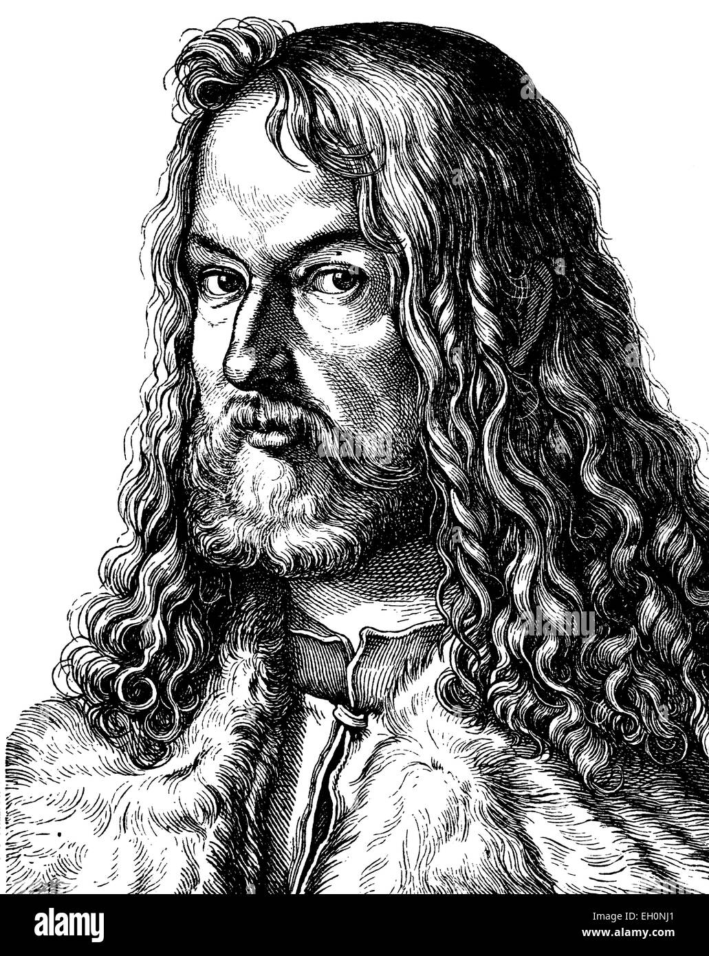 Digitale immagine migliorata di Albrecht Dürer, pittore, 1471 - 1528, storico illustrazione, ritratto, 1880 Foto Stock