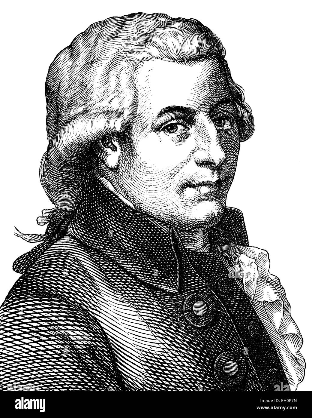 Digitale immagine migliorata di Wolfgang Amadeus Mozart, compositore, 1756 - 1791, ritratto, storico illustrazione, 1880 Foto Stock