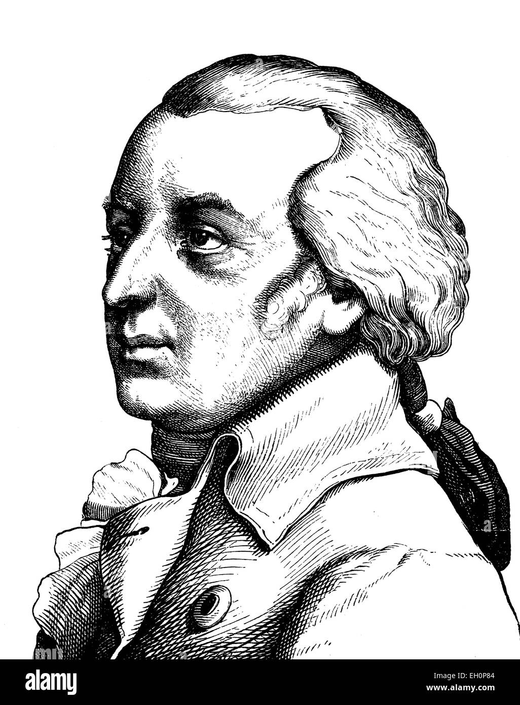Digitale immagine migliorata di Johannes von Mueller, Swiss storico e statista, 1752 - 1809, ritratto, storico illustrazione, 1880 Foto Stock