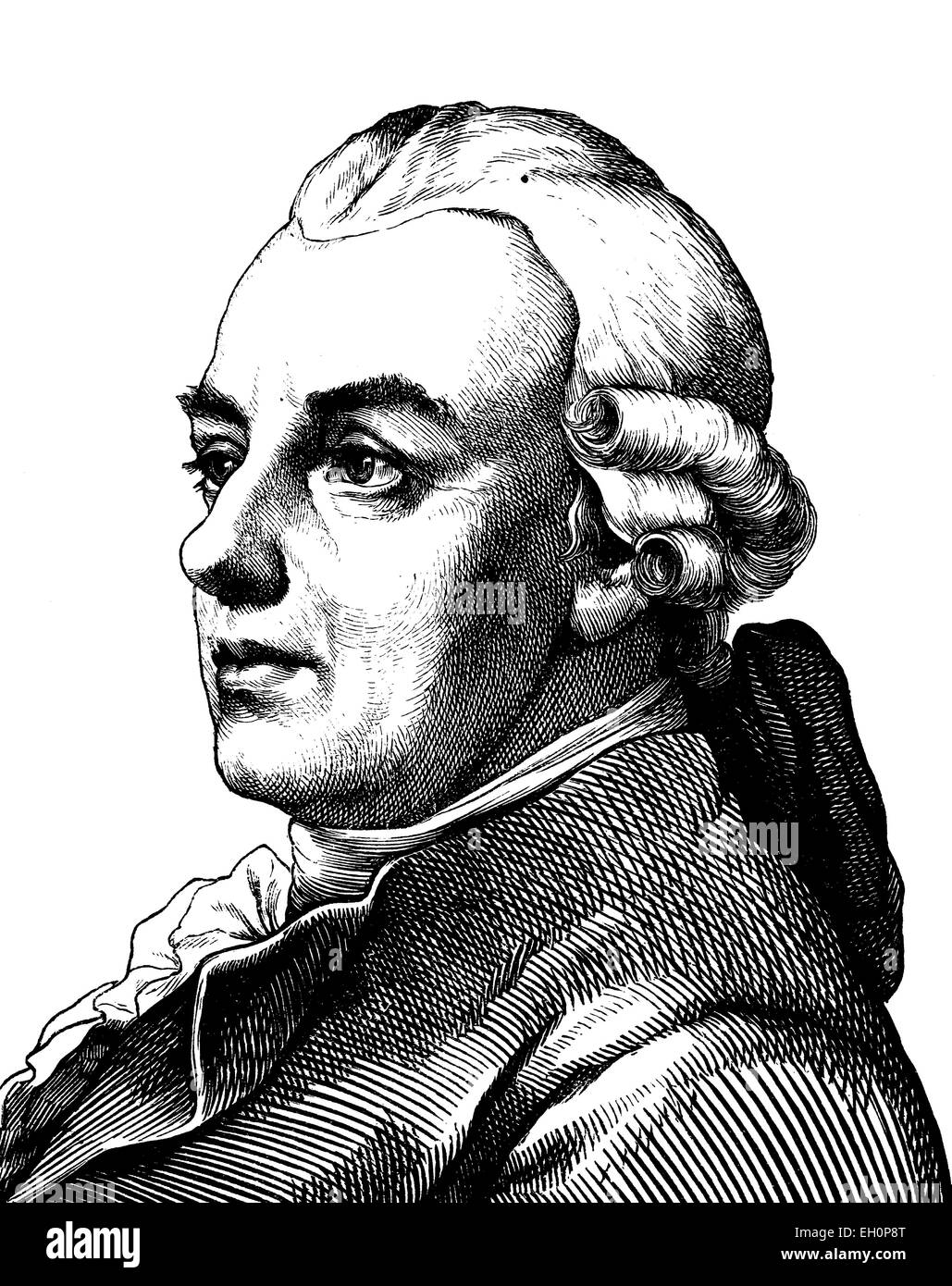 Digitale immagine migliorata di Gotthold Ephraim Lessing, poeta tedesco, 1729 - 1781, ritratto, storico illustrazione, 1880 Foto Stock