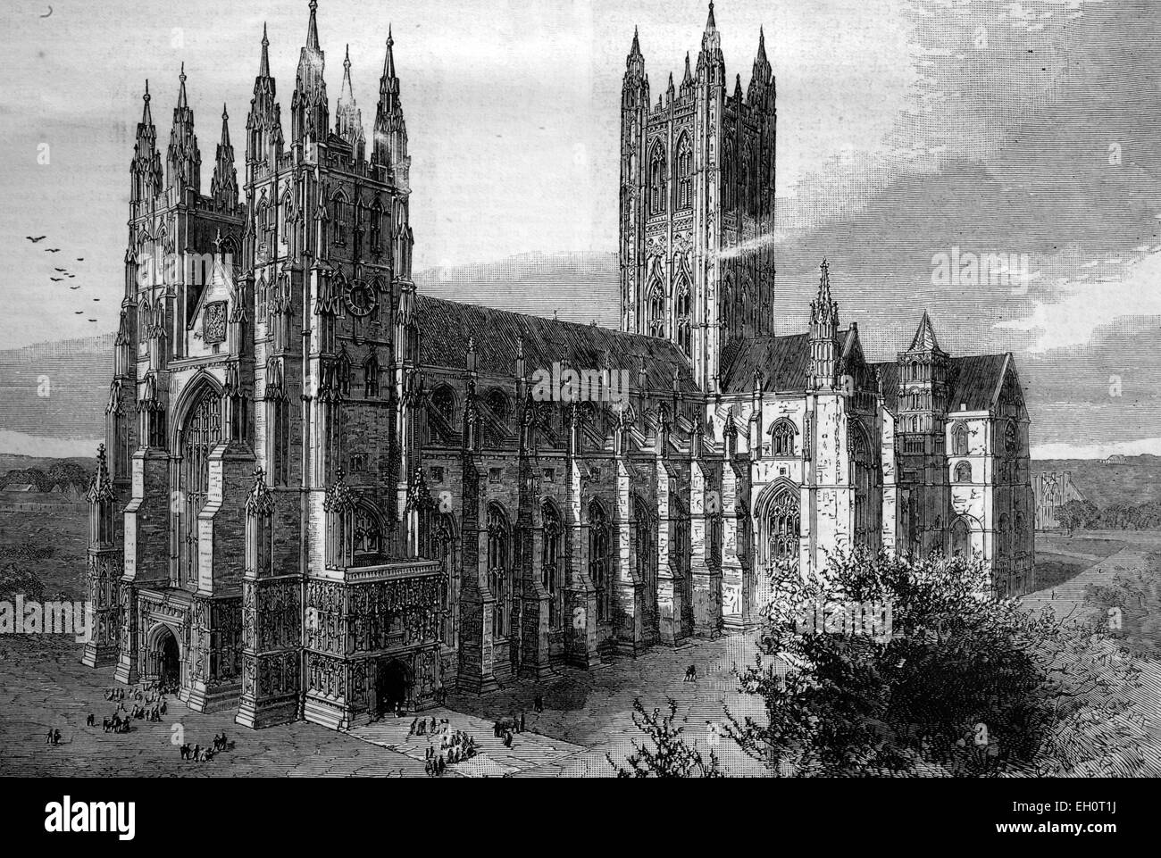 La cattedrale di Canterbury, Inghilterra, storica immagine, 1883 Foto Stock