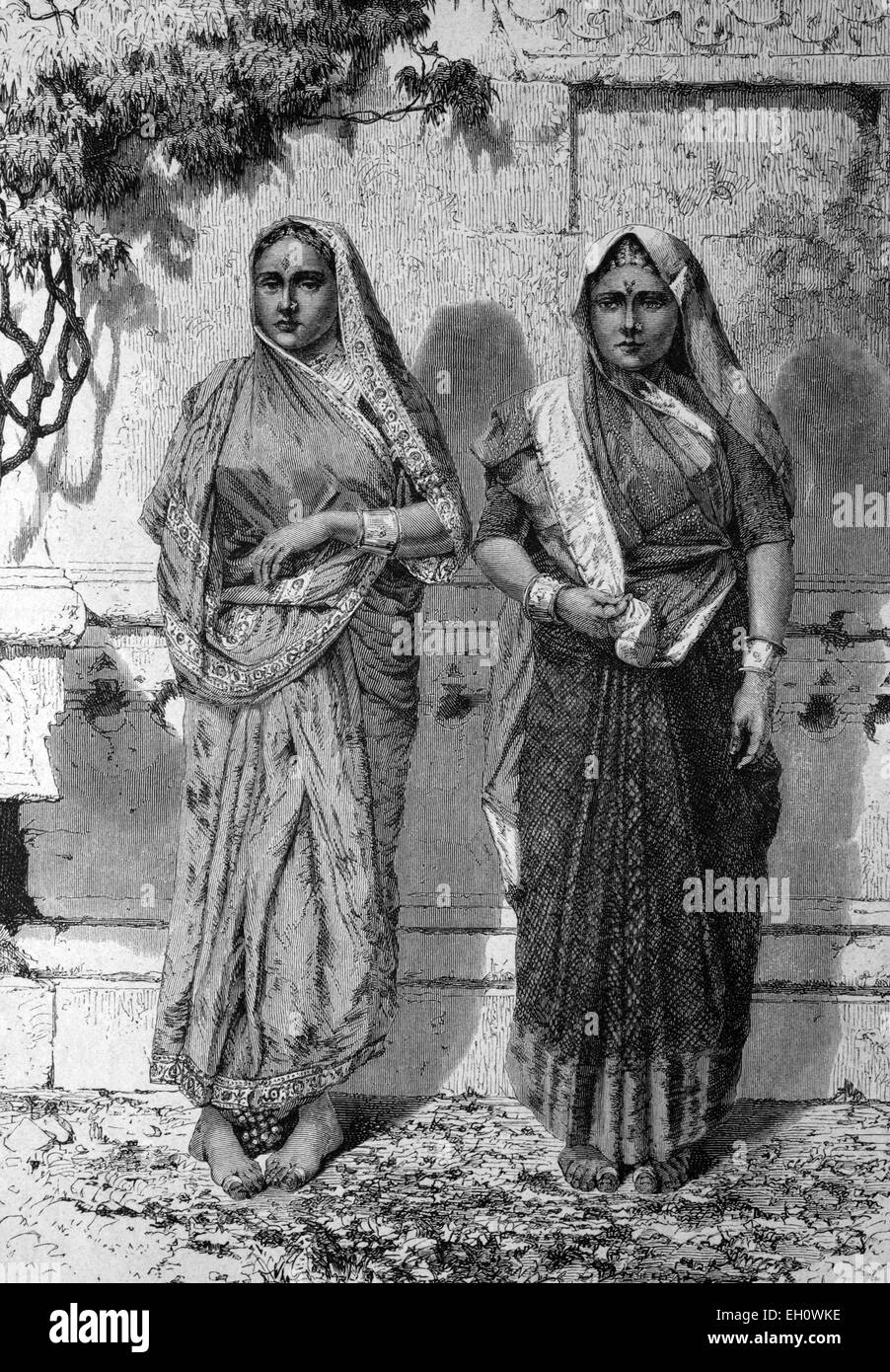 Donne indù, India, storico illustrazione, circa 1886 Foto Stock