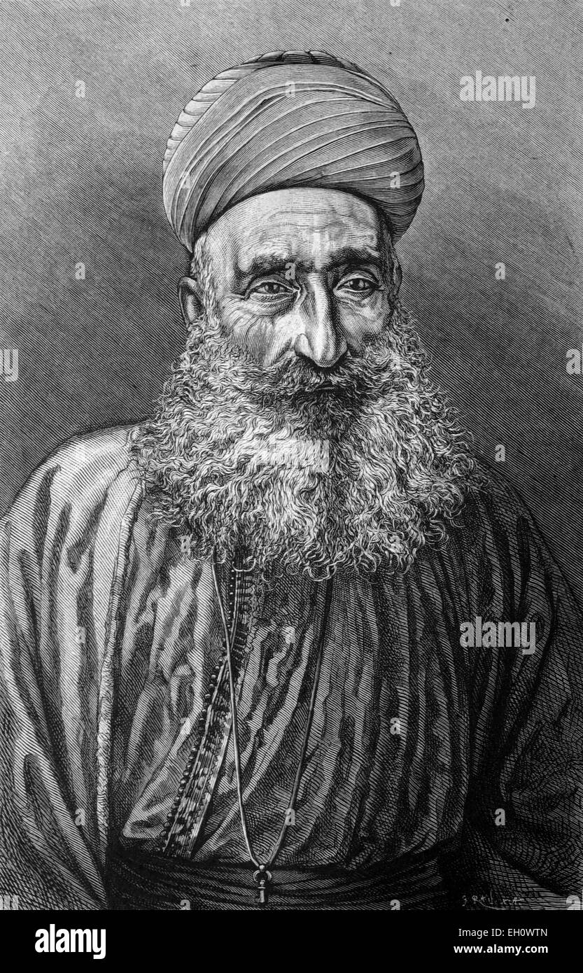 Anziano uomo arabo, illustrazione storica, circa 1885 Foto Stock