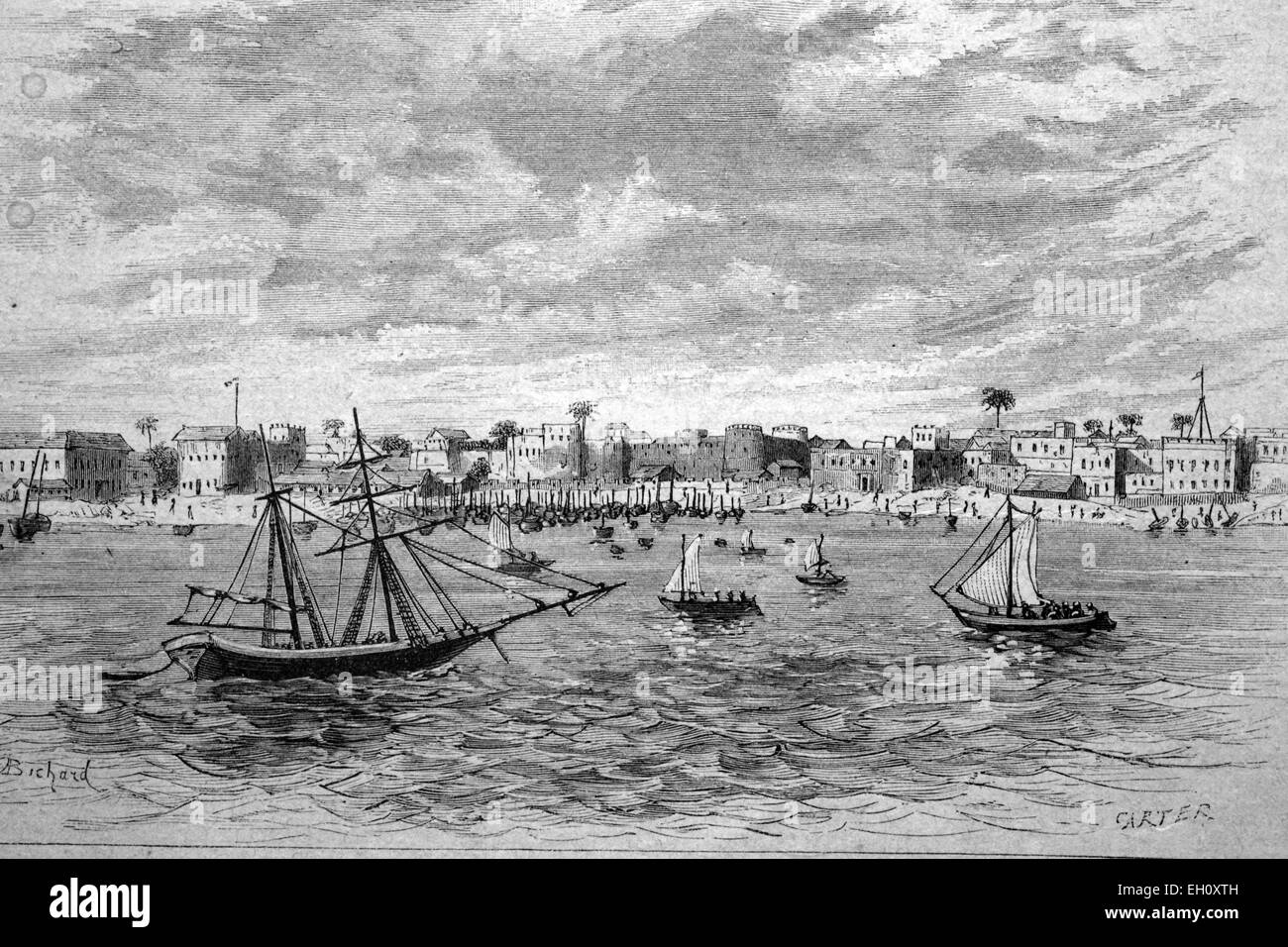 Isola di Zansibar, storico illustrazione, circa 1886 Foto Stock