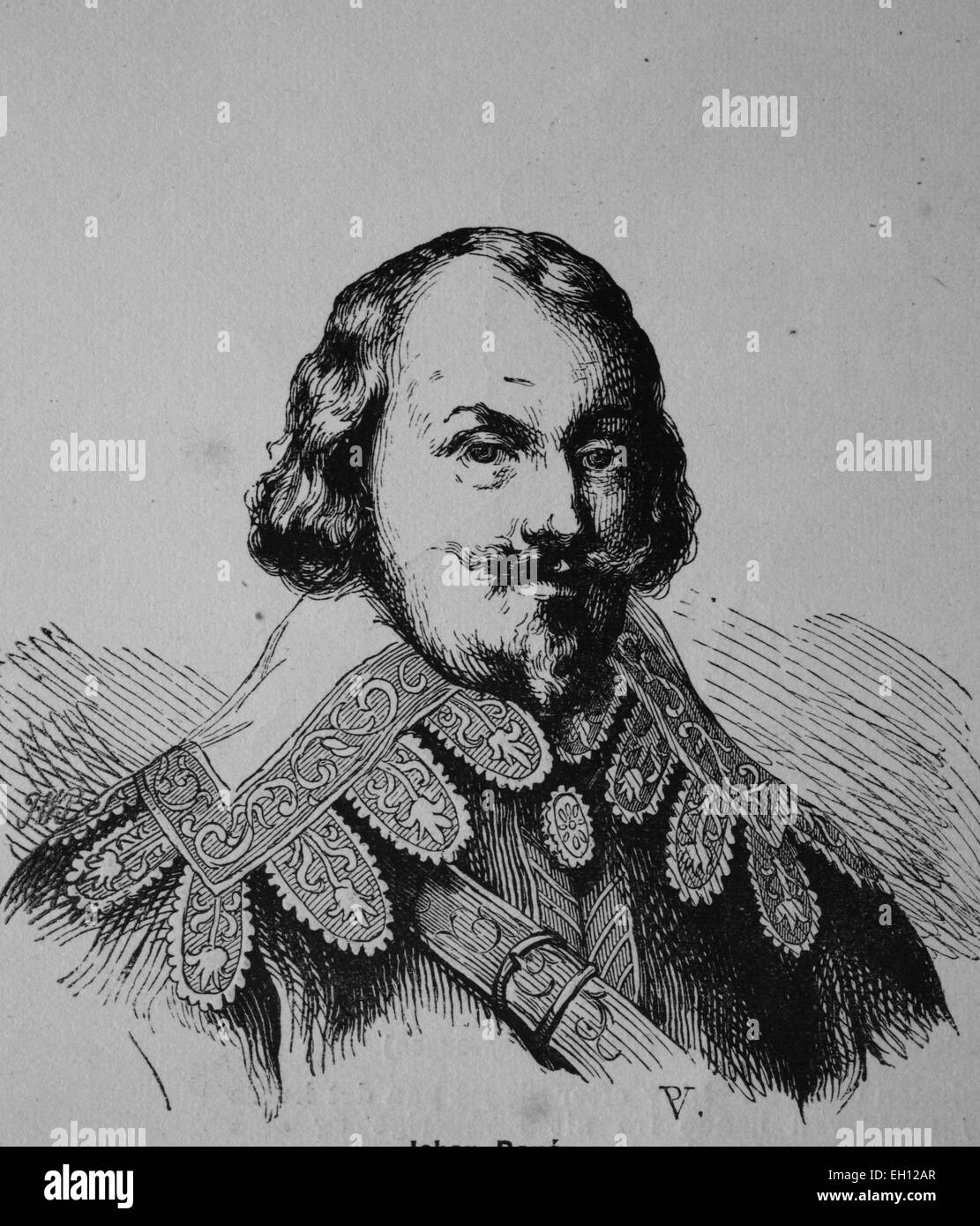 Johan Baner, 1596 - 1641, svedese maresciallo di campo nella Guerra dei Trent anni, xilografia dal 1880 Foto Stock