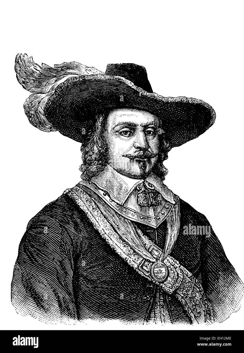 Maarten Tromp, 1598 - 1653, l'Ammiraglio del Paesi Bassi, xilografia dal 1880 Foto Stock