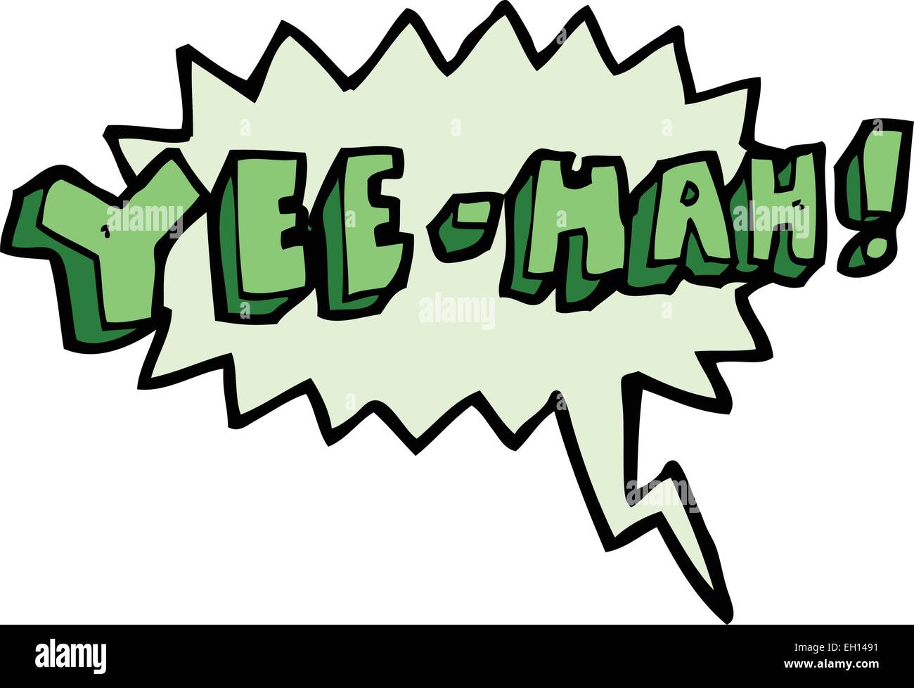 Cartoon yeehah simbolo con discorso bolla Illustrazione Vettoriale