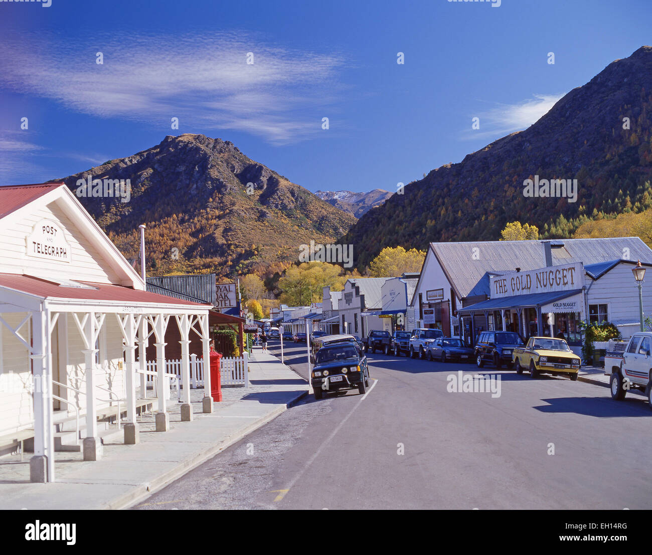 Centro città, Buckingham Street, Arrowtown, Regione di Otago, Isola del Sud, Nuova Zelanda Foto Stock