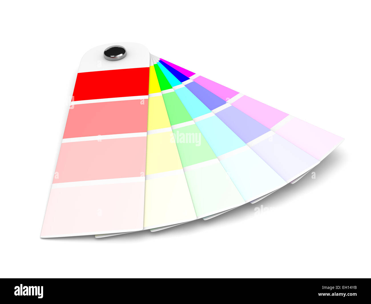 I colori Pantone Sampler su sfondo bianco illustrazione Foto Stock