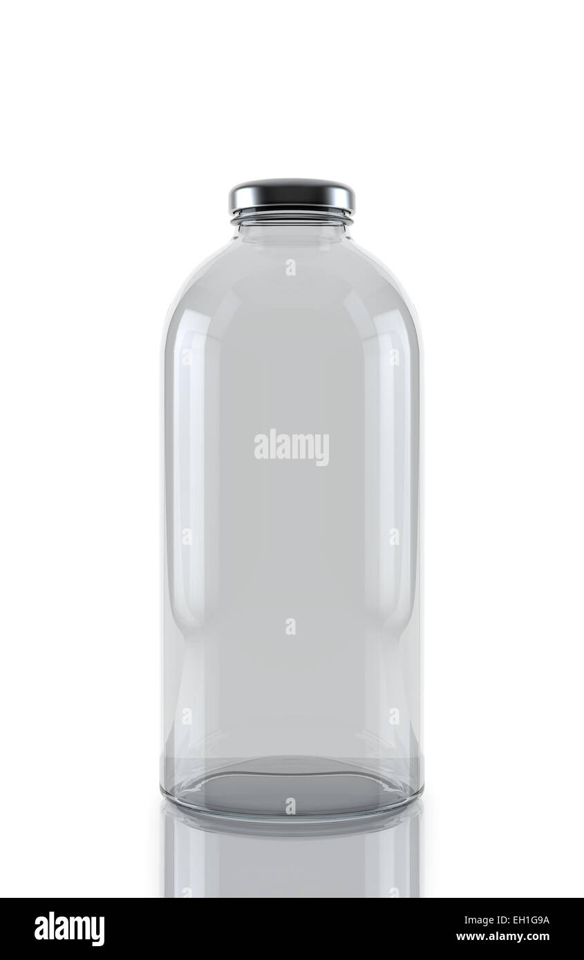 Tradizionale bottiglia di vetro isolato su sfondo bianco. 3D render Foto Stock