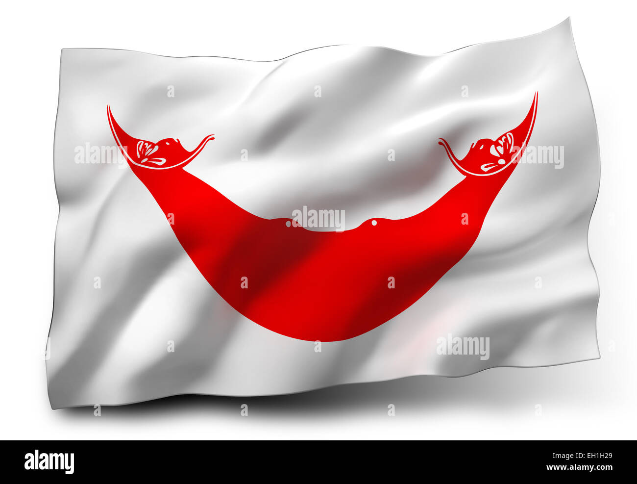 Sventola bandiera dell'isola di pasqua isolato su sfondo bianco Foto Stock