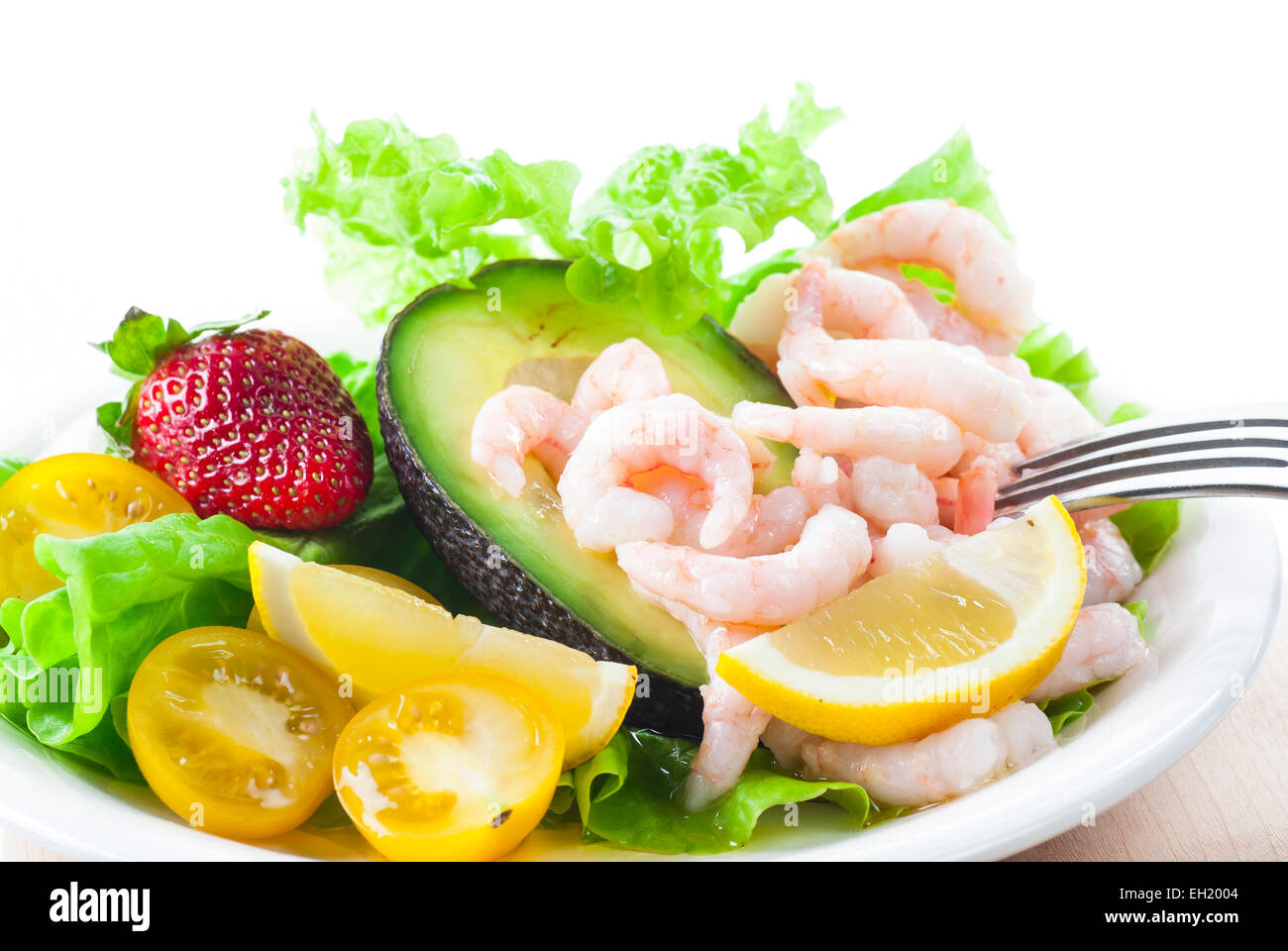 Senza glutine e senza lattosio insalata di gamberetti. Foto Stock