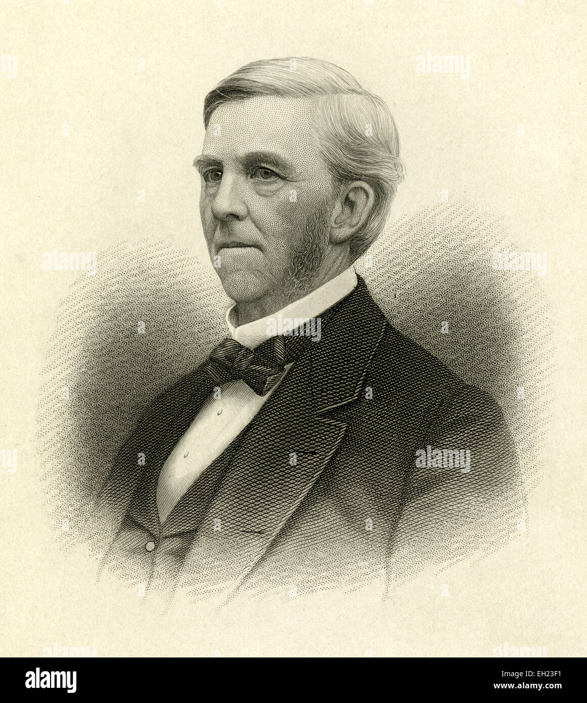 Antique c1885 incisione in acciaio, Oliver Wendell Holmes. Oliver Wendell Holmes, Suor (Agosto 29, 1809 - 7 ottobre 1894) era un medico americano, poeta, professore, docente e autore in base a Boston. Un membro del Fireside poeti, i suoi colleghi lo acclamarono come uno dei migliori scrittori del giorno. Foto Stock