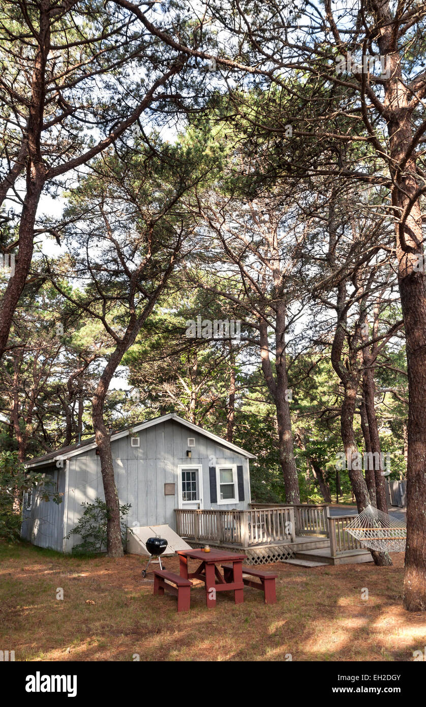 Affitto per le vacanze in cabina il bosco a Wellfleet, Cape Cod, Massachusetts. Foto Stock