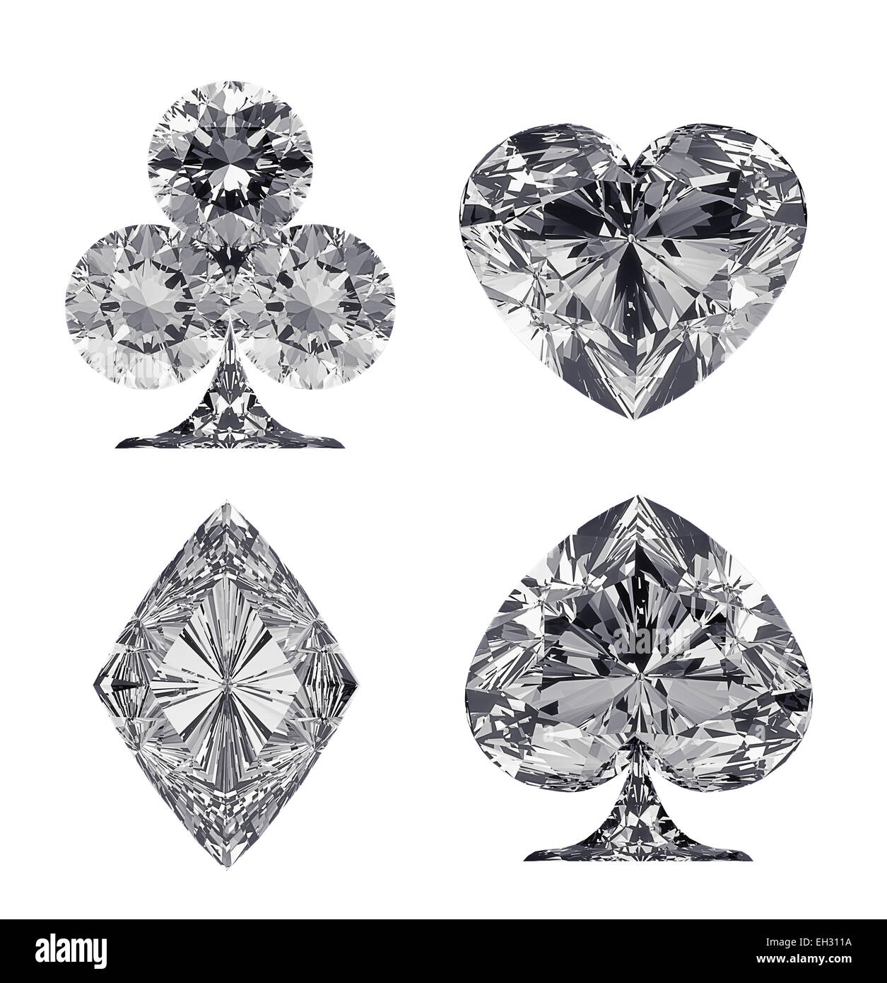Diamante a forma di card adatta isolato su bianco Foto Stock