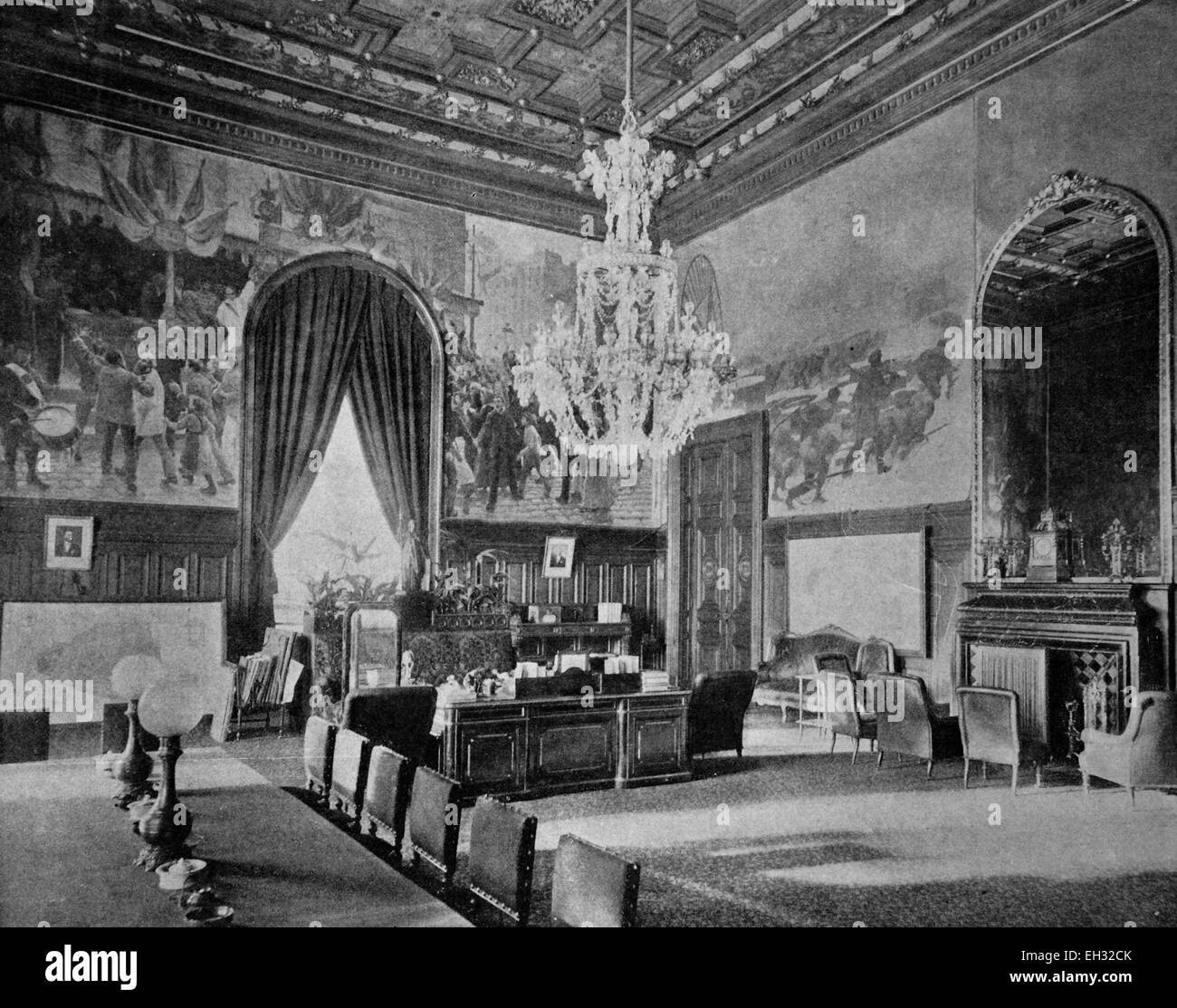 Una delle prime stampe di Autotype, Cabinet du Prefet presso l'Hotel de Ville, Municipio di fotografia storica, 1884, Parigi, Francia, Europa Foto Stock