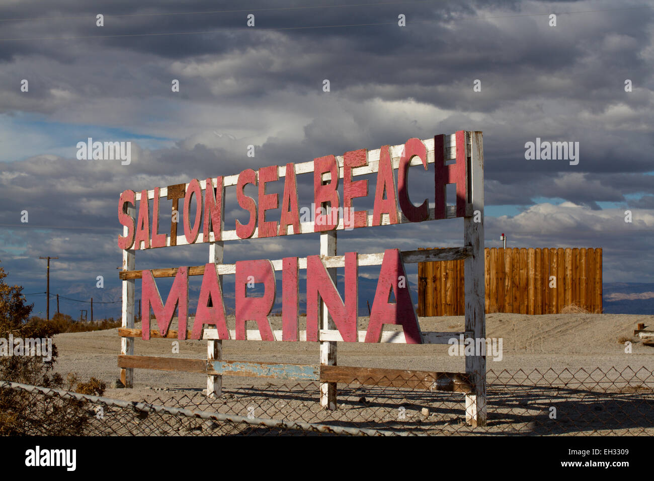 Salton Sea Beach Marina beach road sign Foto Stock