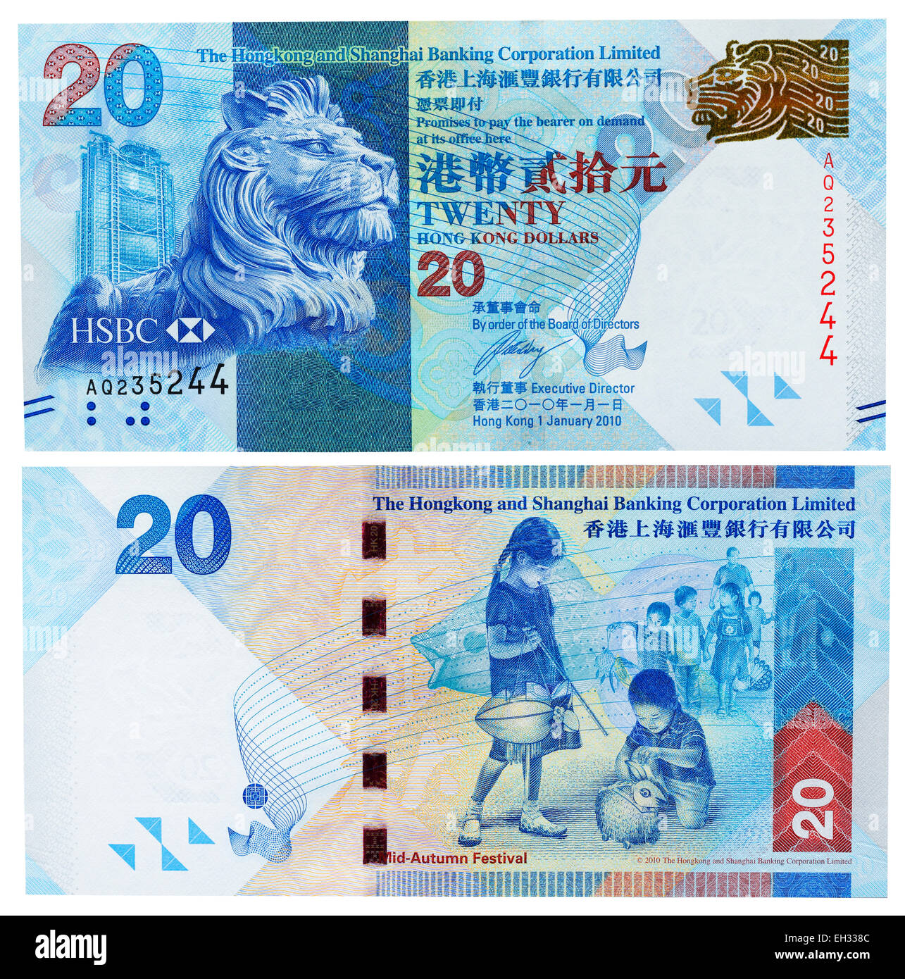 20 dollari banconota, Hong Kong, 2010 Foto Stock