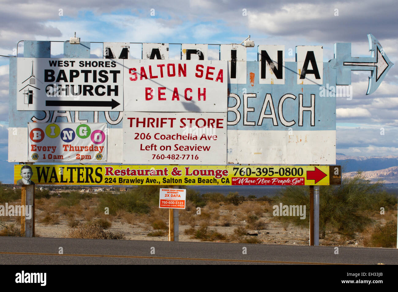 Segno per ex Salton Sea Marina Beach California USA Foto Stock