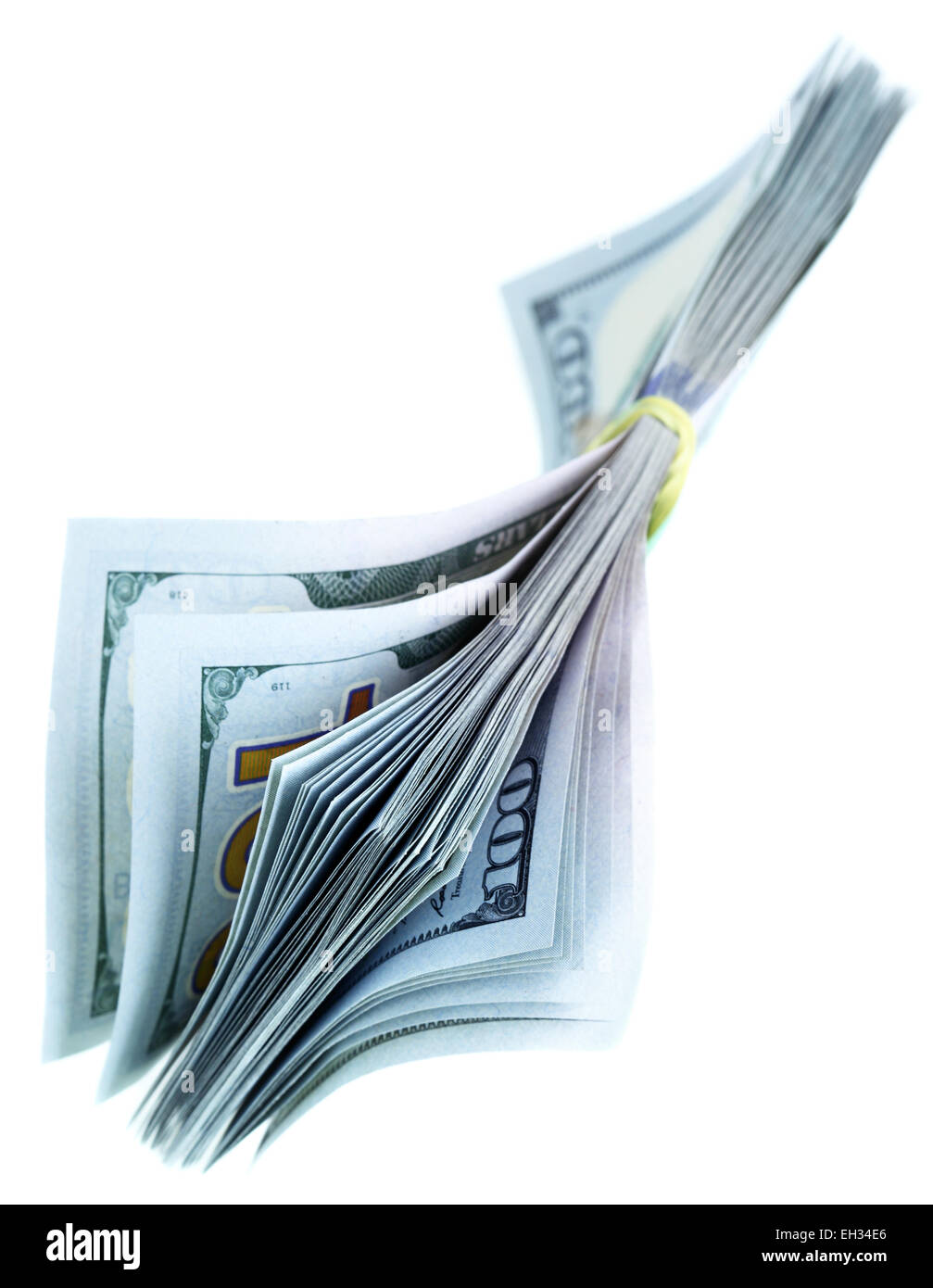 Fascio di US Dollari isolato su sfondo bianco Foto Stock