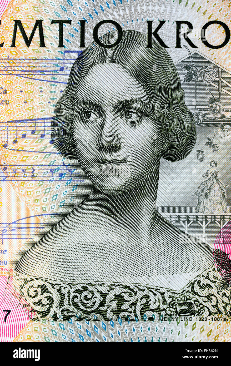 Cantante Jenny Lind da 50 kronor banconota, Svezia, 2004 Foto Stock