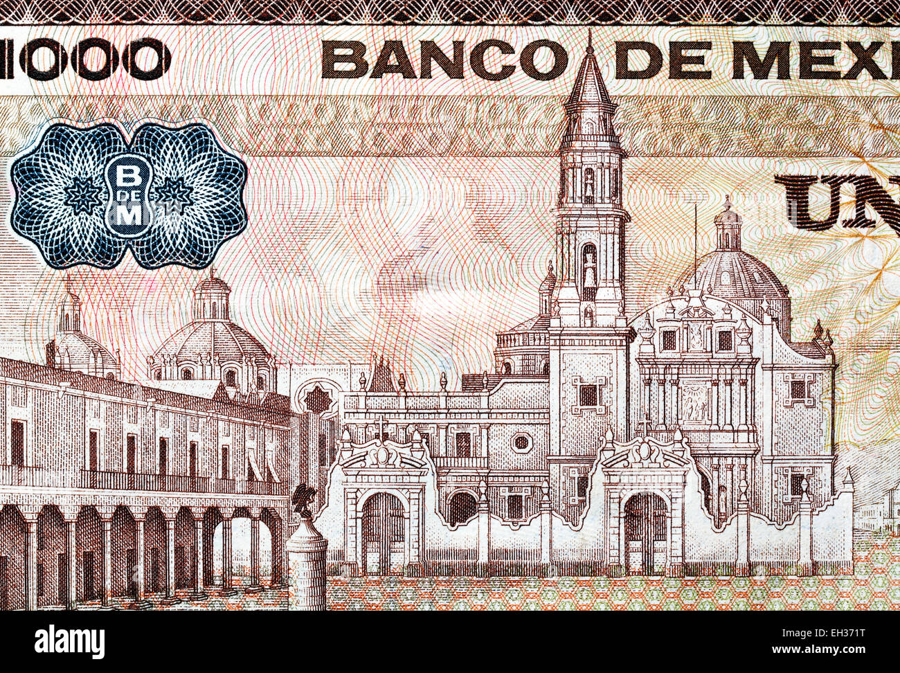 Chiesa di Santo Domingo, 1000 pesos banconota, Messico, 1981 Foto Stock